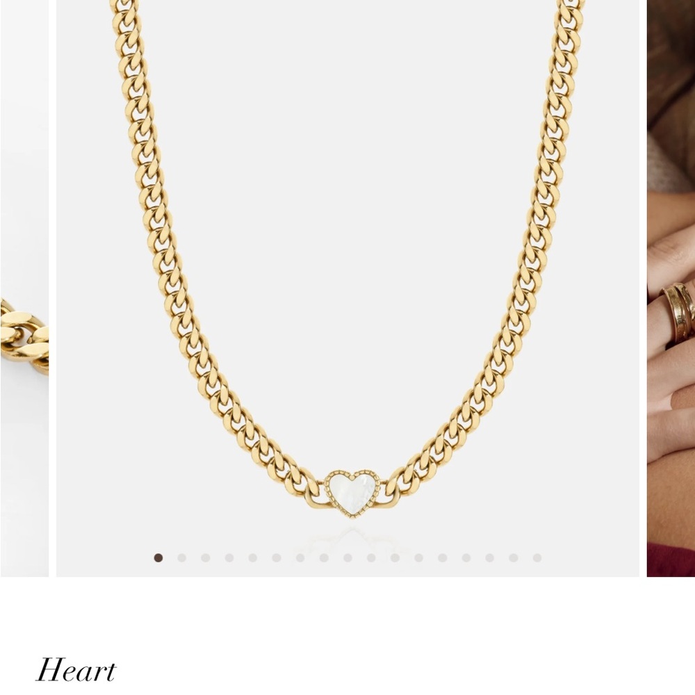 Gold Heart Link Necklace with Pavé Accent